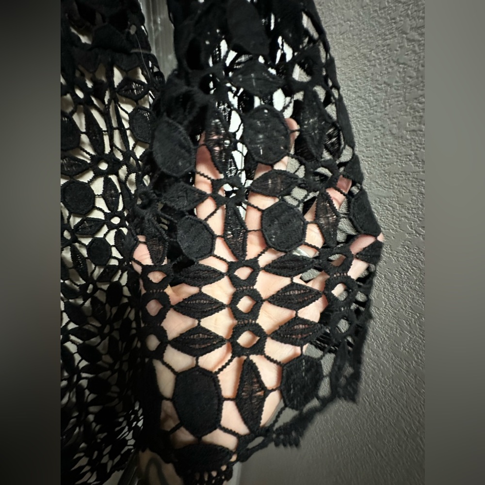 Lace Openwork Mock Neck Mini Dress - Picture 11 of 13